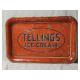 Tellings Ice Cream Metal Ad. Tray 17.5'×11.5'