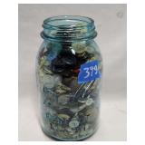 7'H Glass Ball Jar Filled With Buttons