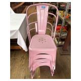 (4) Modern Metal Stackable Pink Dining Chair 17.5'
