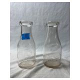 (2) One Pint Glass Dairy Bottles