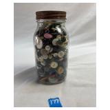 7' Kerr Glass Mason Jar with Assorted Buttons