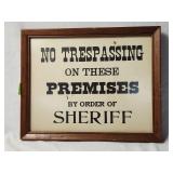 Framed No Trespassing Sign 15.25'×12.5'