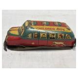 Vintage 1950s 4-inch Tin Litho Friction Bus Toy