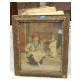 Vintage Print 'Hitting the Pipe' with Ornate Frame