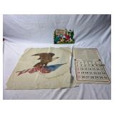Assorted Early 20th Century Calendars and Fabric
