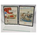 Vintage Framed Advertising Prints W/ Glass Insert