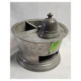 Antique Pewter Inkwell 5.5'Hx5.5'D