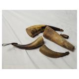 Four Antique Powder Horns