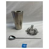 7' Cocktail Shaker w/ Lid and Spoon