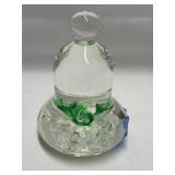 Joe Rice Bell Art Glass Paperweight 4'