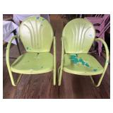 (2) Painted Retro Patio Chairs 21.5' wide
