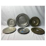 (6) Pewter Plates