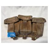 Vintage Brown Leather Ammunition Pouch 9'x4.25'