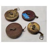 4 Antique Metal Tape Measures Including Lufkin