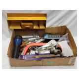Flat of Misc Tools & Small Wood Shelf 12.5'Wx4.5'H