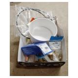 Pex fittings, lawn mower cable, plastic container