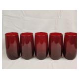 5- Ruby red juice glasses