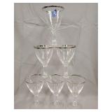 6- Fostoria silver rim wine glasses