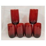 6- Ruby red juice glasses