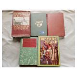 5- Vintage books including Treasure Island