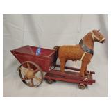 Antique horse drawn carriage pull toy