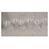 6- Etched glass stemmed glasses