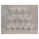 12- Etched glass stemmed glasses