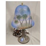 Metal lamp with glass shade 13'