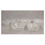 5- Cut glass bowls 5.5'x3', 6'x3'