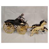 Cast iron horse and carriage, needs repair 14'
