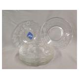 8- Etched glass saucers 6.5', plate 7'
