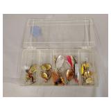 Spinner fishing lures in case