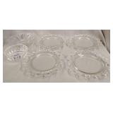4- Open lace plates 9', glass dish-no lid 5.5'x3'