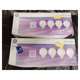 Two boxes of 4 soft white light bulbs