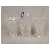 3- Cut glass vases 5', 6'