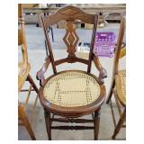 Cane bottom wood chair 17'x16'x34.5'