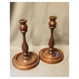Pair Vintage Wooden Candlesticks 9'Hx5.5'
