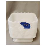 Anchor Hocking milk glass grape dish 4'x4'