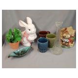 (7)pc Home Decor Lot w/  Vintage Stacking Mugs