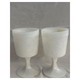 Anchor Hocking Milk Glass Leaf and Grape Goblets