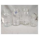 (3)Ball & (1) Kerr Glass Jars 7'-5'H