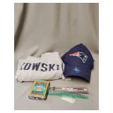 New England Patriots shirt size large, hat