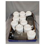 (10)pc Crestware Coffee Mugs & (1) Shaker Bottles