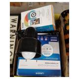 Linksys wifi extender, clamp light, D-Link camera