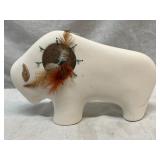 Native American-Style Buffalo Ceramic Sculpture