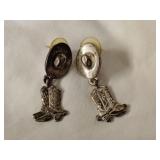 Cowboy earrings, sterling like, no markings