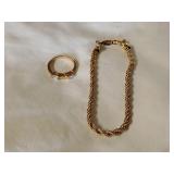 Napier gold tone bracelet, gold tone ring