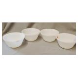 Heat Proof milk glass bowls, one is chipped