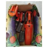 Black and Decker hand vacuum, drill, batteries