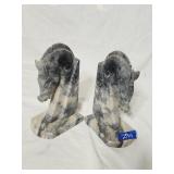 Vintage Stone Horse Heads Bookends 9'H